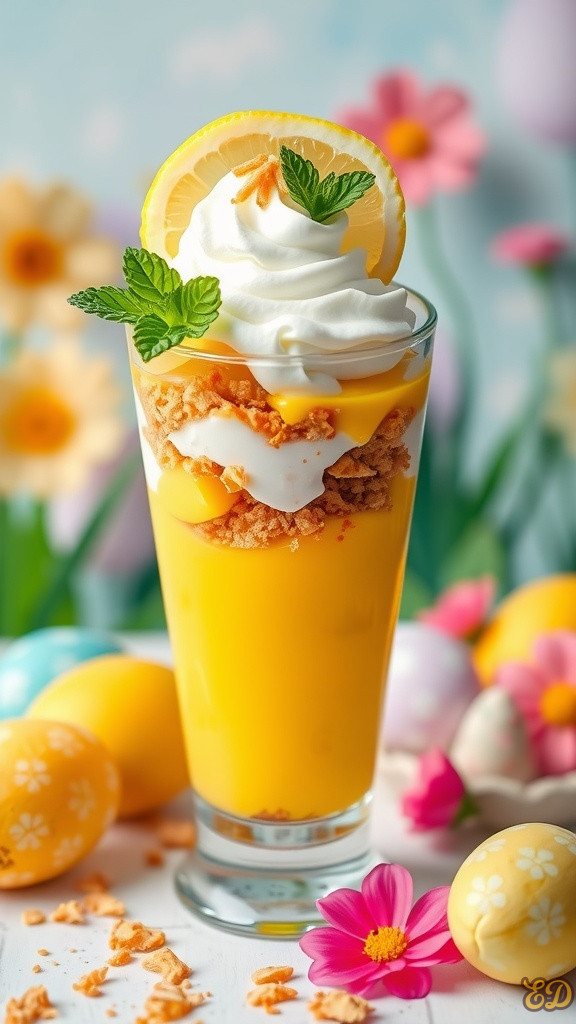 Lemonade pudding parfait with toppings